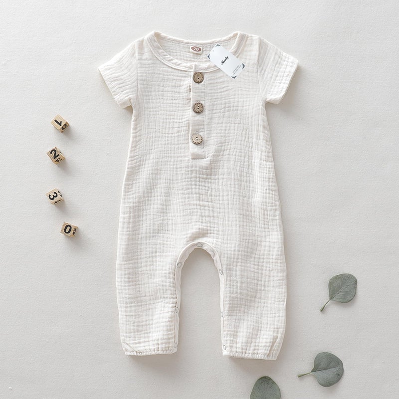 Saeaby Baby Girl Clothes Summer Outfit Infant White Jumpsuit Short Sleeve Romper Bodysuit Newborn Clothes One Pieces Outfit for Baby Girl 0-3 Months - Image 4
